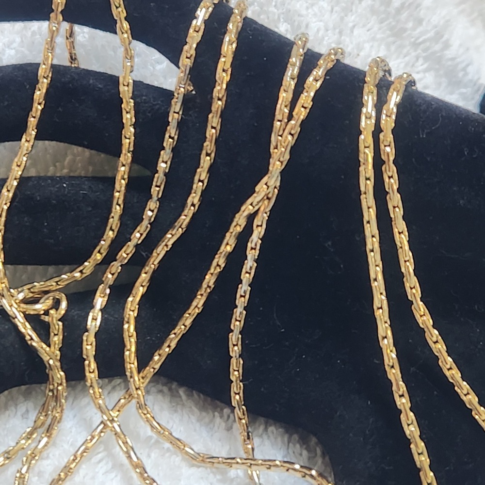 Trifari Gold Tone Long Book Link Chain‎ Necklace 26 Inch